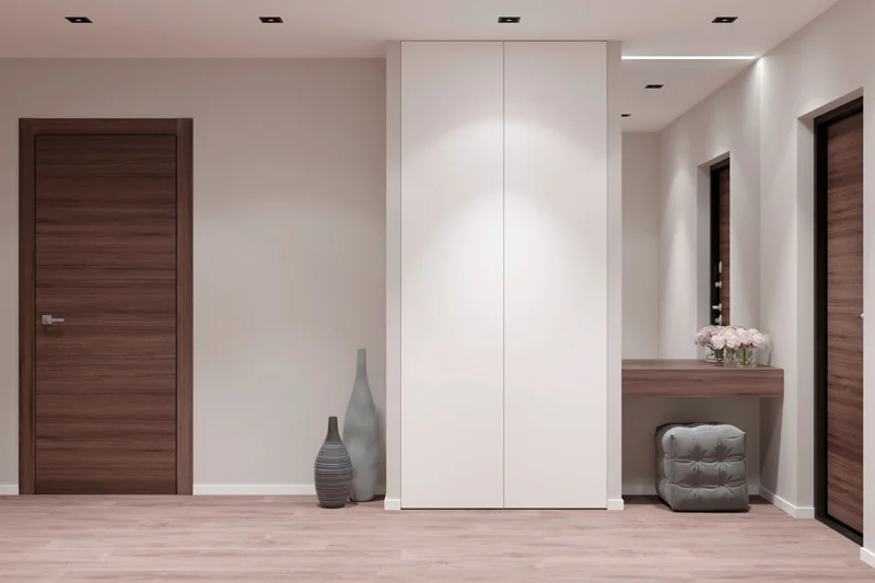 3d illustration. Entrance hall in the apartment with wardrobe, m